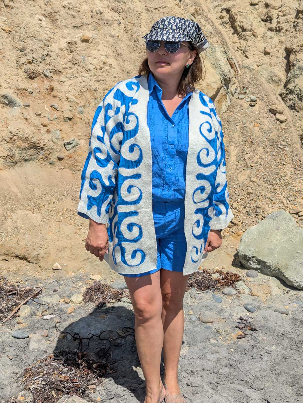 Felt and Silk Jacket with Traditional Kyrgyz Patterns - Bright Colors