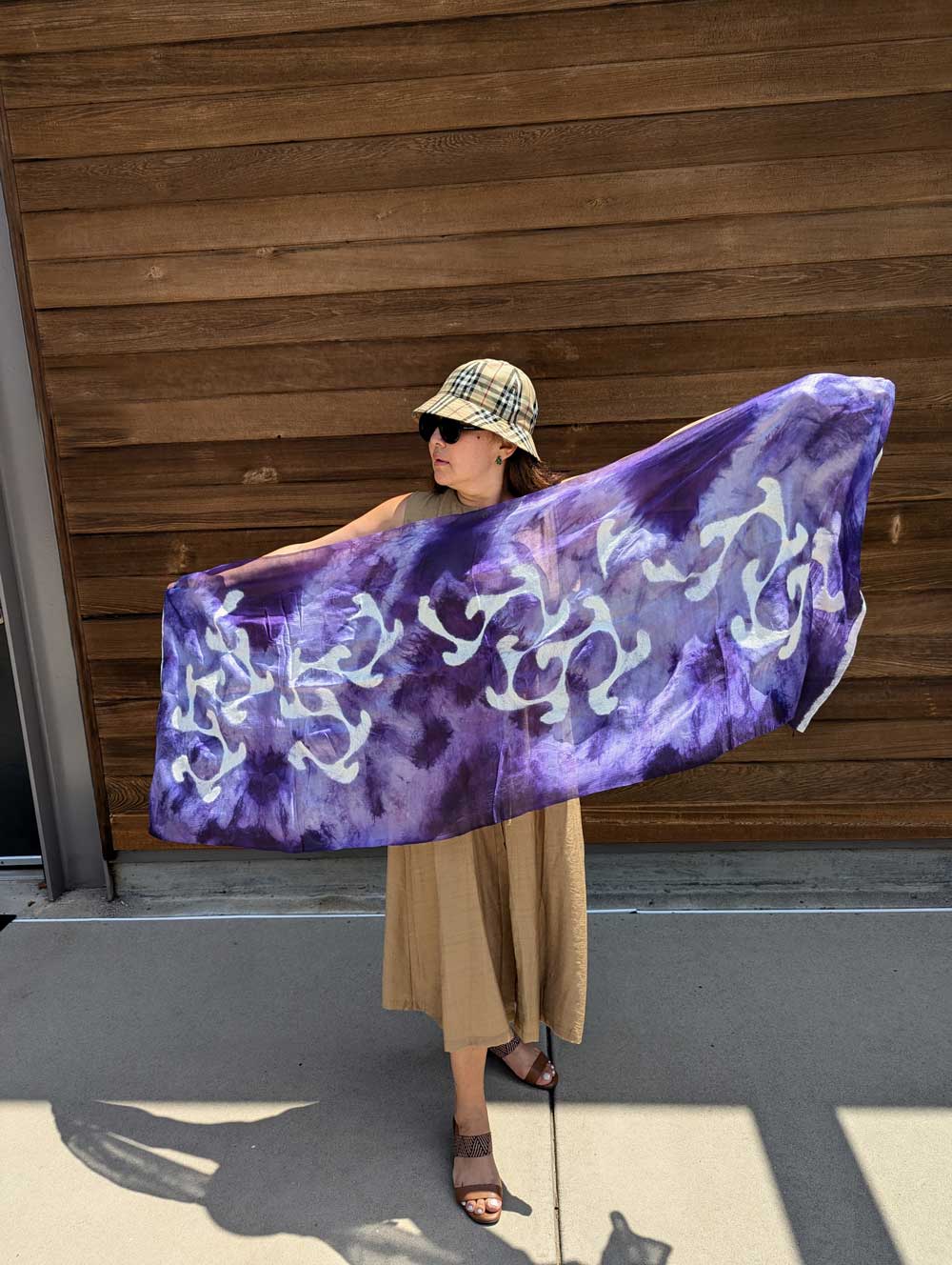 Flamingo Dance Margilan Silk Handcrafted Scarf