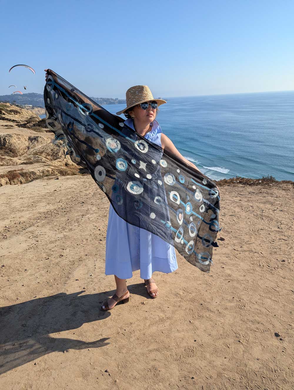 Guitar Chords Margilan Silk and Felt Handcrafted Scarf