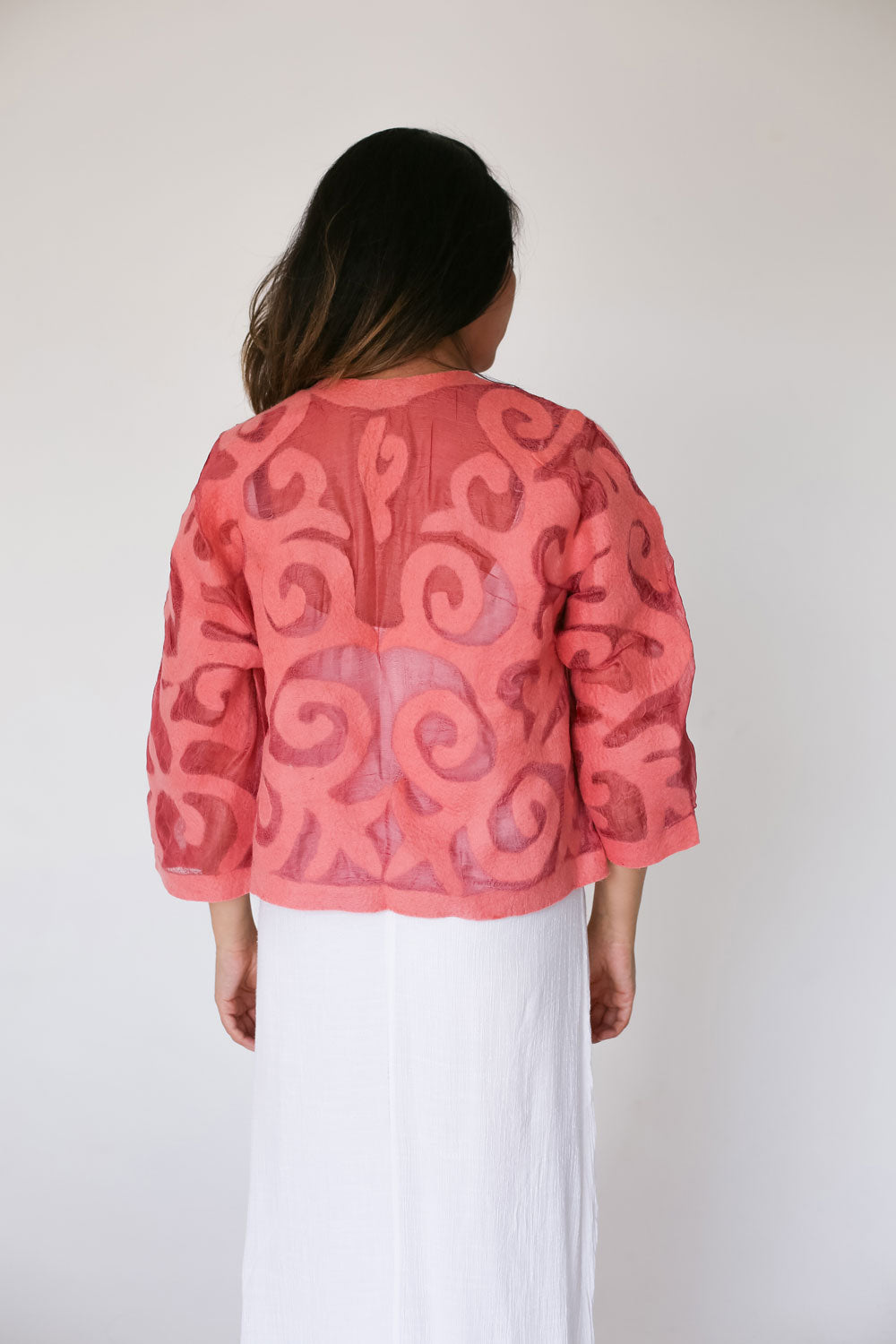 Handcrafted Kyrgyz Felt and Silk Short Jacket with Traditional Patterns - Bright Colors