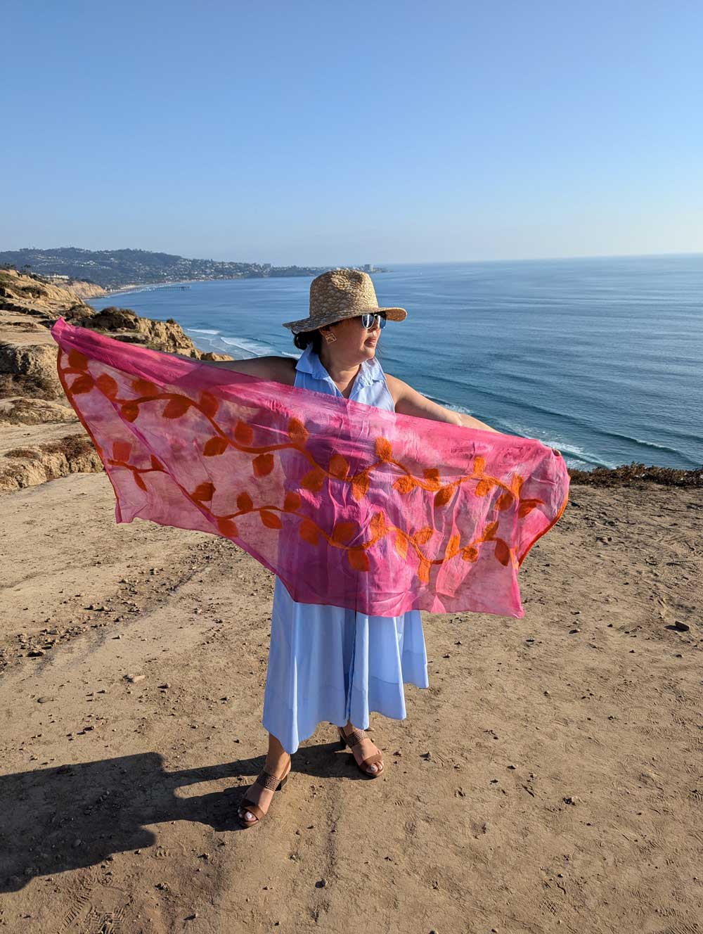 Autumn Leafs Margilan Silk and Felt Handcrafted Scarf