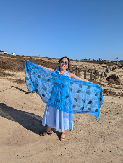 Autumn Leafs Margilan Silk and Felt Handcrafted Scarf