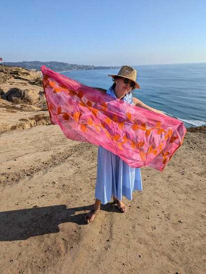 Autumn Leafs Margilan Silk and Felt Handcrafted Scarf