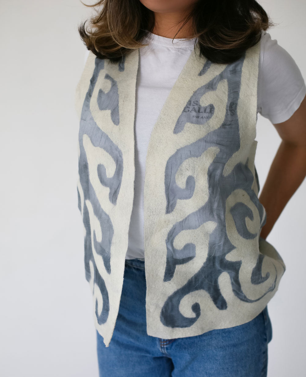Handcrafted Silk and Felt Vest with Kyrgyz Traditional Patterns