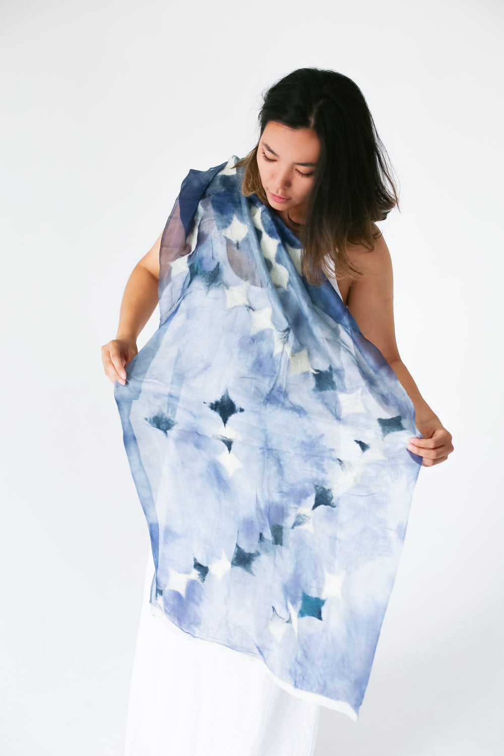 Diamonds in the Sky Margilan Silk Handcrafted Scarf