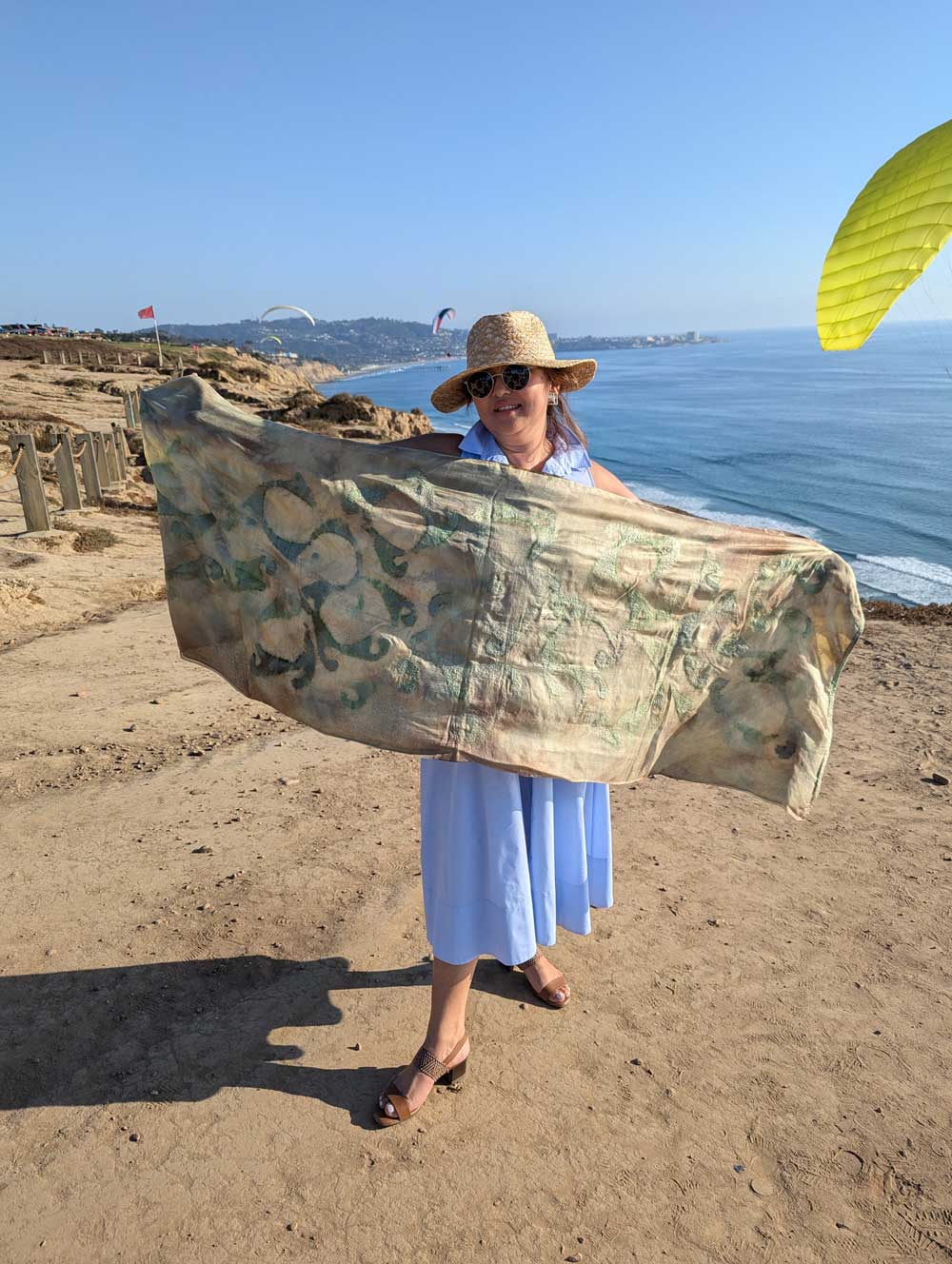 California Dream Margilan Silk and Felt Handcrafted Scarf