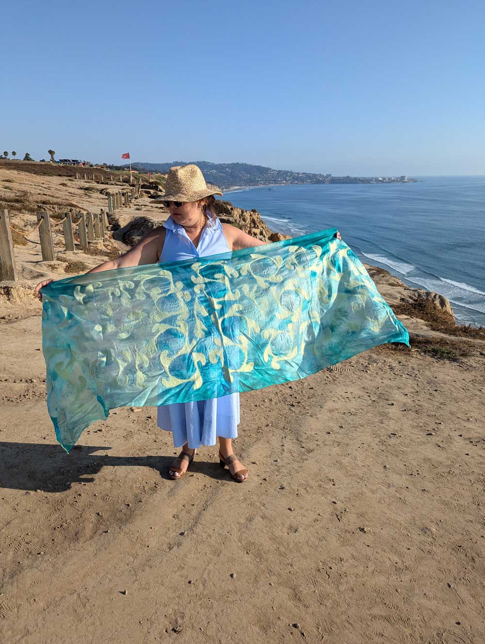 California Dream Margilan Silk and Felt Handcrafted Scarf