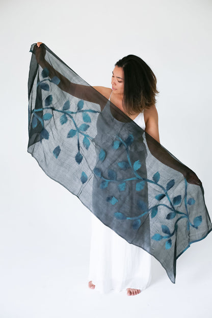 Autumn Leafs Margilan Silk and Felt Handcrafted Scarf