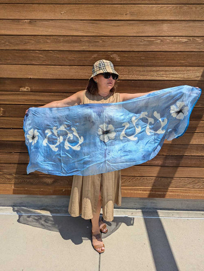 Federico Fellini Margilan Silk Handcrafted Scarf Neutral Colors