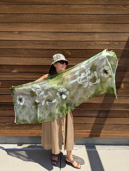 Federico Fellini Margilan Silk Handcrafted Scarf Neutral Colors