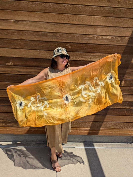 Federico Fellini Margilan Silk Handcrafted Scarf Bright Colors