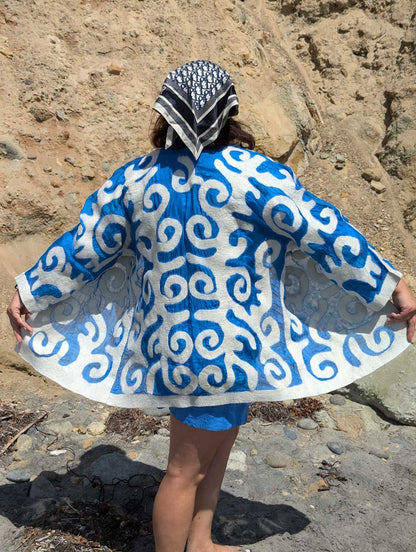 Felt and  Silk Jacket with Traditional Kyrgyz Patterns - Bright Colors