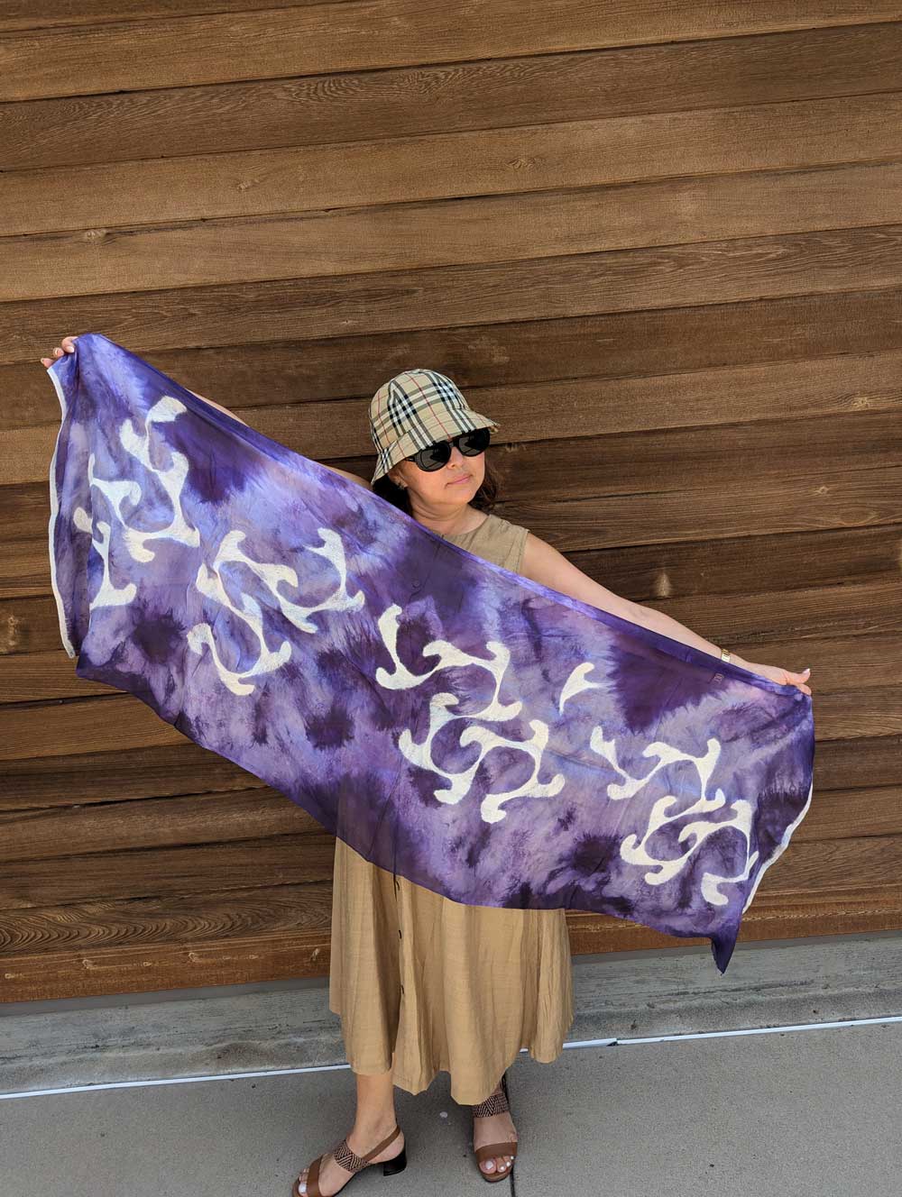 Flamingo Dance Margilan Silk Handcrafted Scarf