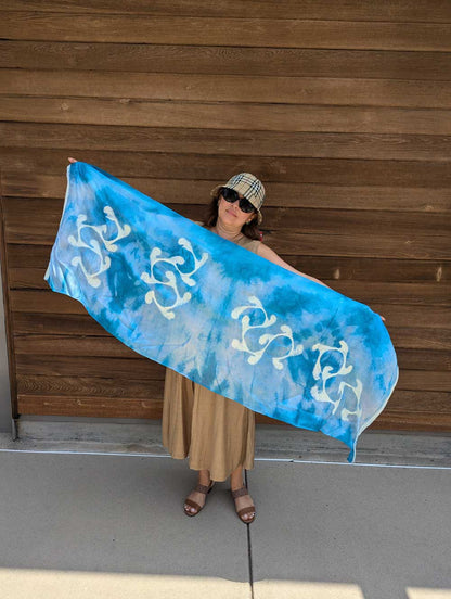 Flamingo Dance Margilan Silk Handcrafted Scarf