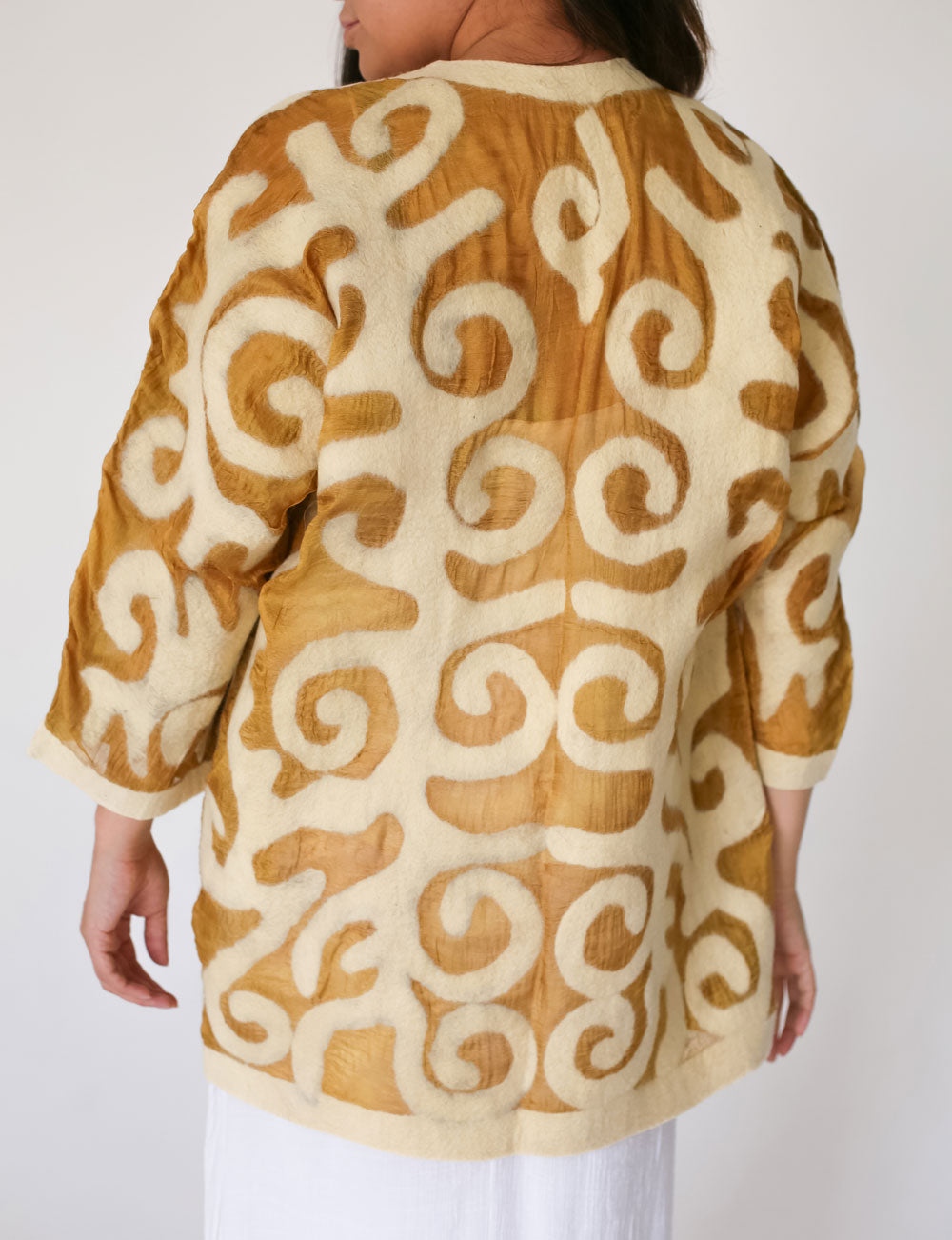 Felt and  Silk Jacket with Traditional Kyrgyz Patterns - Bright Colors