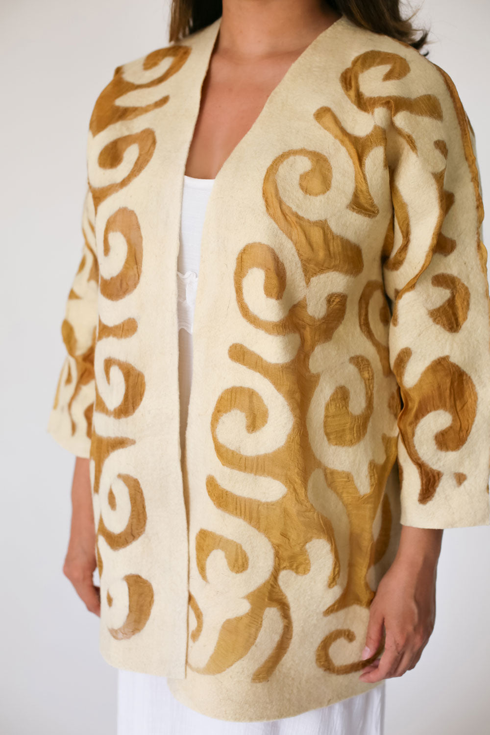 Felt and  Silk Jacket with Traditional Kyrgyz Patterns - Bright Colors
