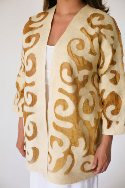 Felt and  Silk Jacket with Traditional Kyrgyz Patterns - Bright Colors