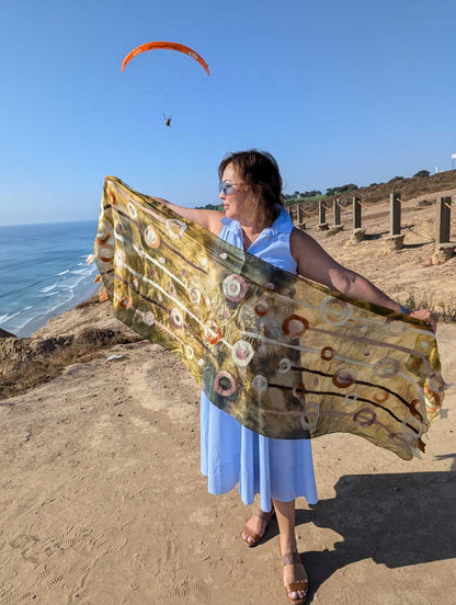 Guitar Chords Margilan Silk and Felt Handcrafted Scarf