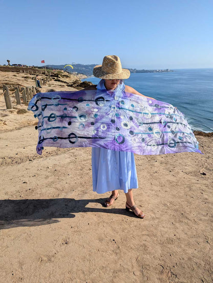 Guitar Chords Margilan Silk and Felt Handcrafted Scarf