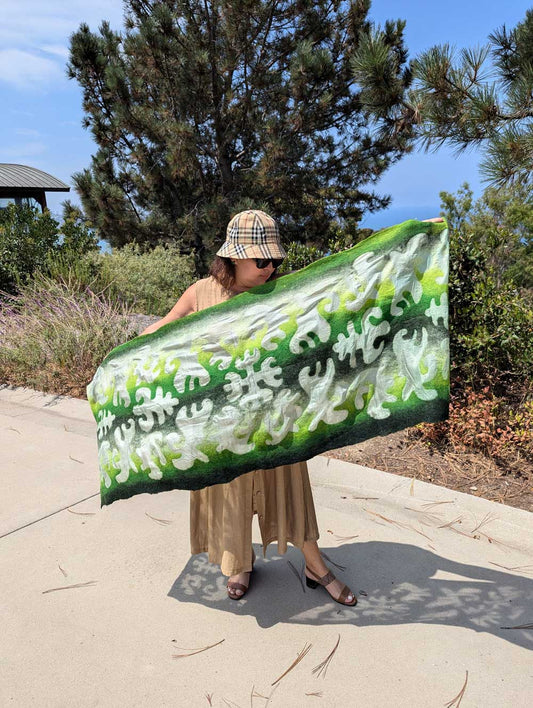 Nature's Rhythm Felt and Silk Handcrafted Scarf