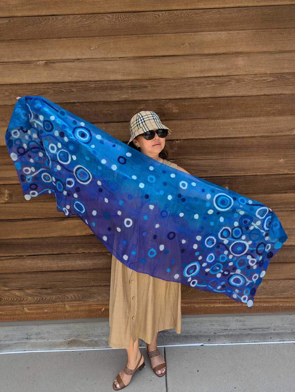 Ocean Abyss Margilan Silk Handcrafted Scarf