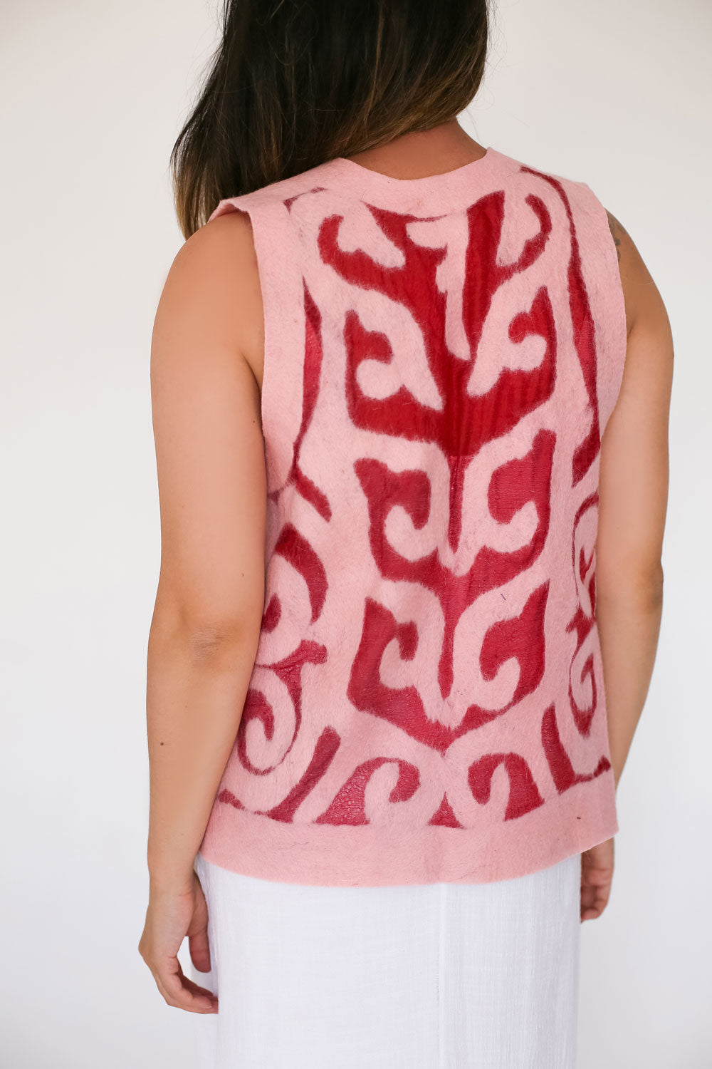 Handcrafted Silk and Felt Vest with Kyrgyz Traditional Patterns