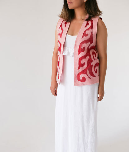 Handcrafted Silk and Felt Vest with Kyrgyz Traditional Patterns