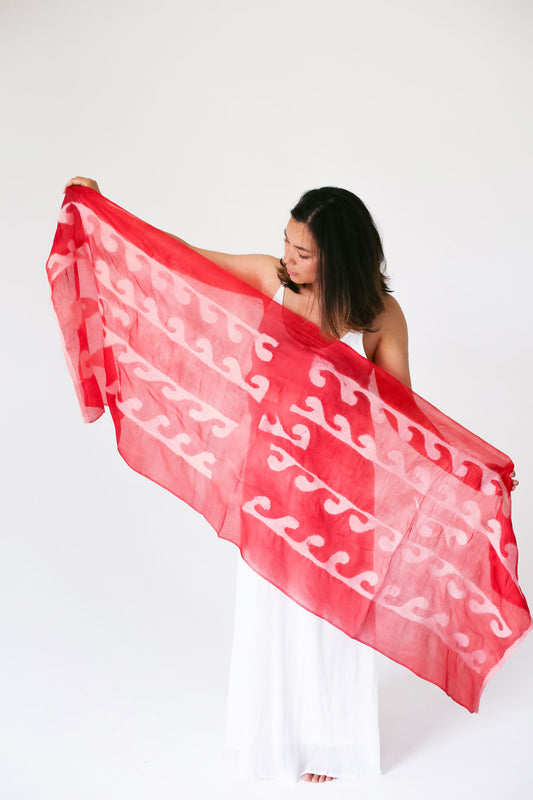 Ocean Waves Silk Handcrafted Scarf
