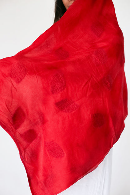 Autumn Leafs Margilan Silk and Felt Handcrafted Scarf