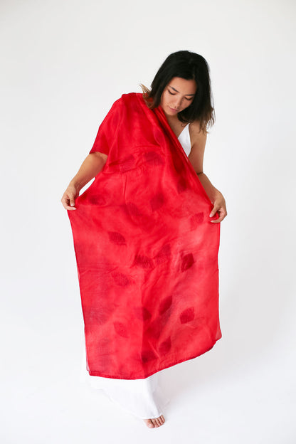 Autumn Leafs Margilan Silk and Felt Handcrafted Scarf