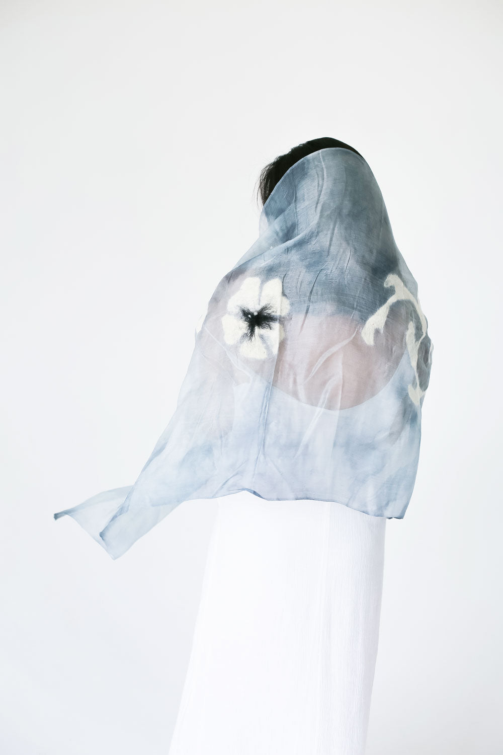 Federico Fellini Margilan Silk Handcrafted Scarf Neutral Colors