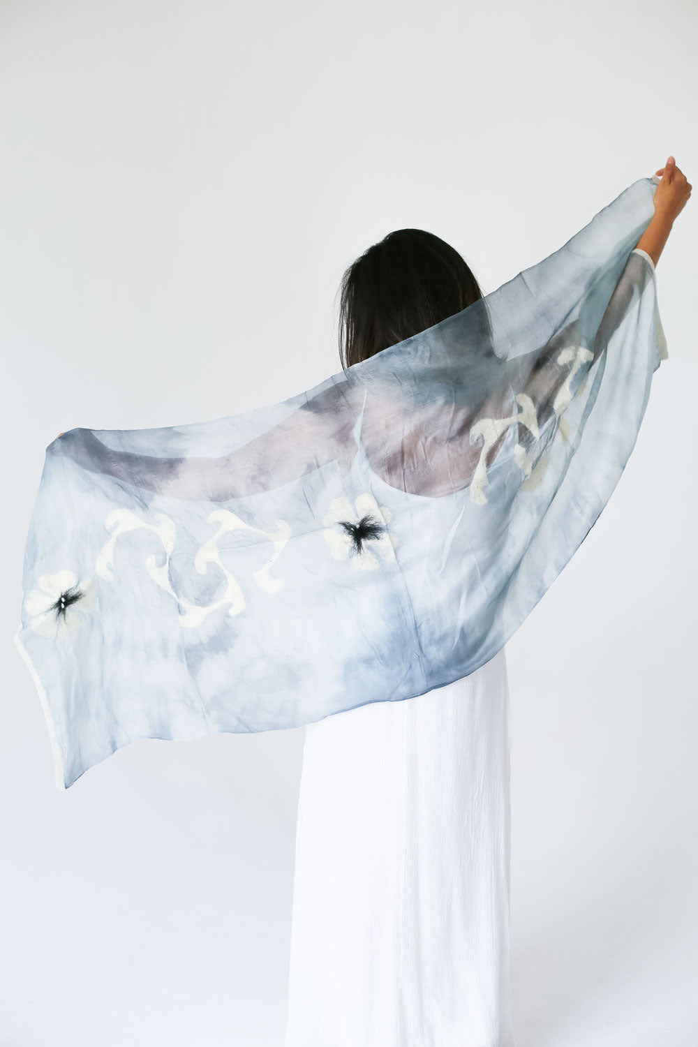 Federico Fellini Margilan Silk Handcrafted Scarf Neutral Colors