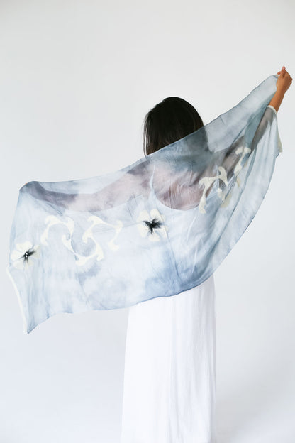 Federico Fellini Margilan Silk Handcrafted Scarf Neutral Colors