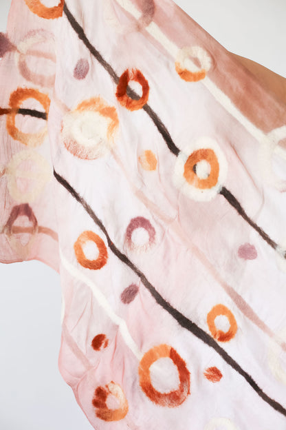 Guitar Chords Margilan Silk and Felt Handcrafted Scarf