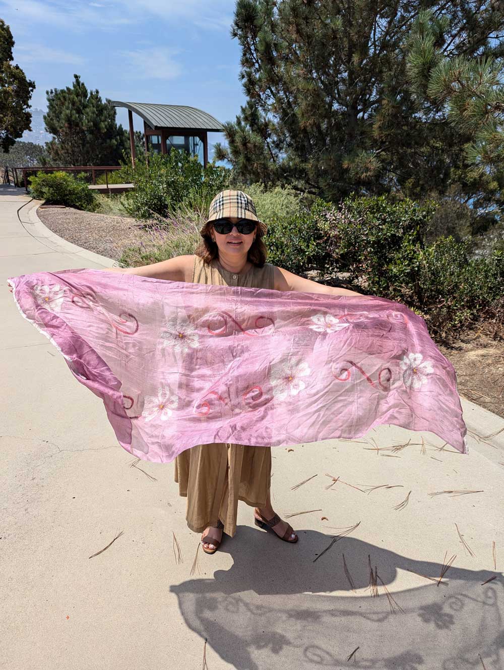 Soft Bloom Silk and Felt Handcrafted Scarf