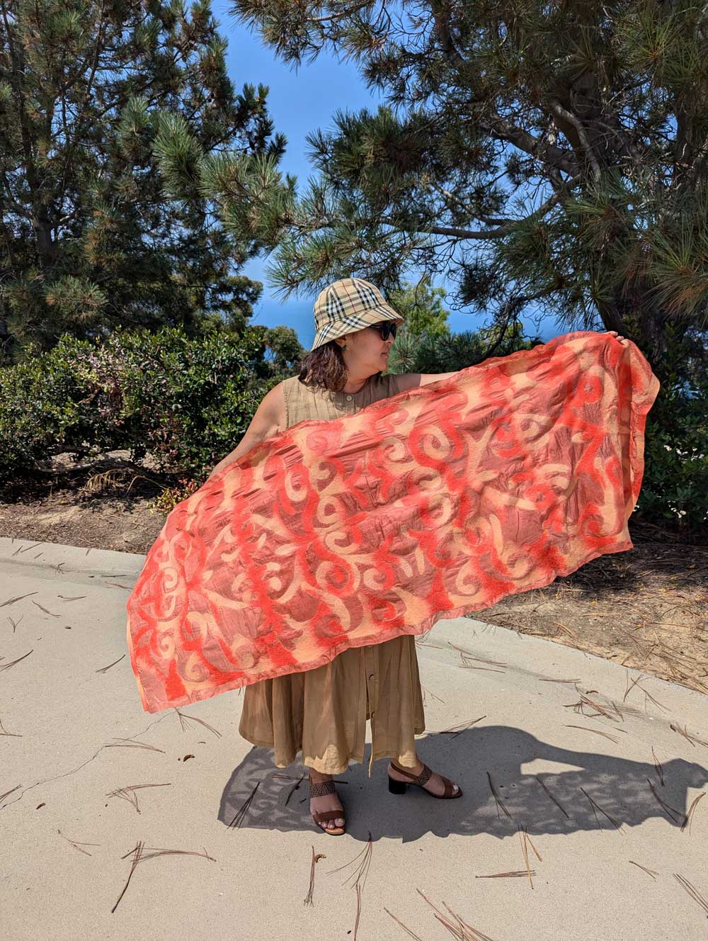 Spirals of Tradition Silk and Felt Handcrafted Scarf