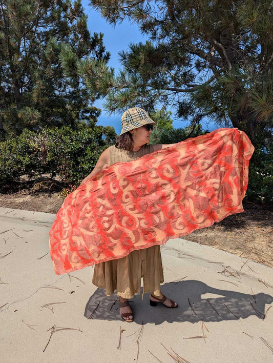 Spirals of Tradition Silk and Felt Handcrafted Scarf