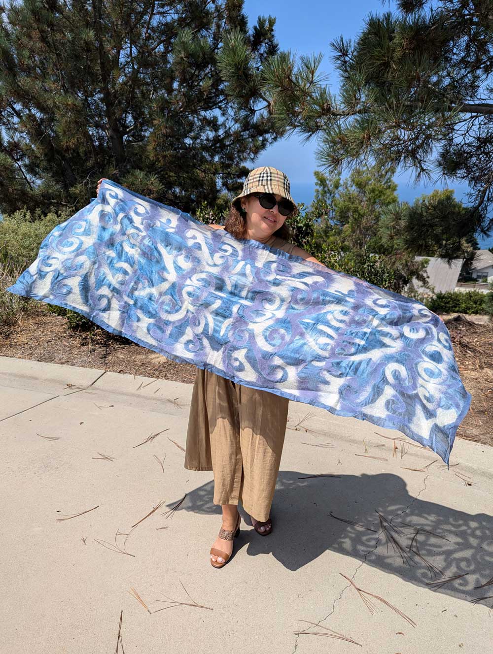 Spirals of Tradition Silk and Felt Handcrafted Scarf