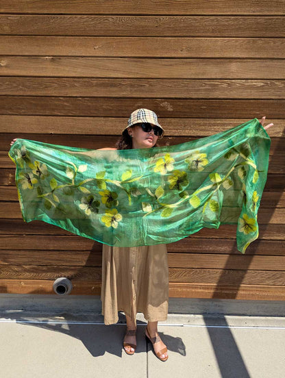 Spring Breeze Margilan Silk and Felt Handcrafted Scarf