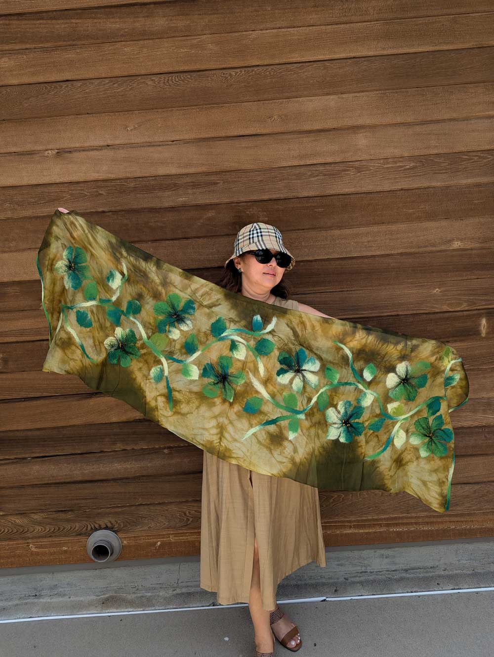 Spring Breeze Margilan Silk and Felt Handcrafted Scarf