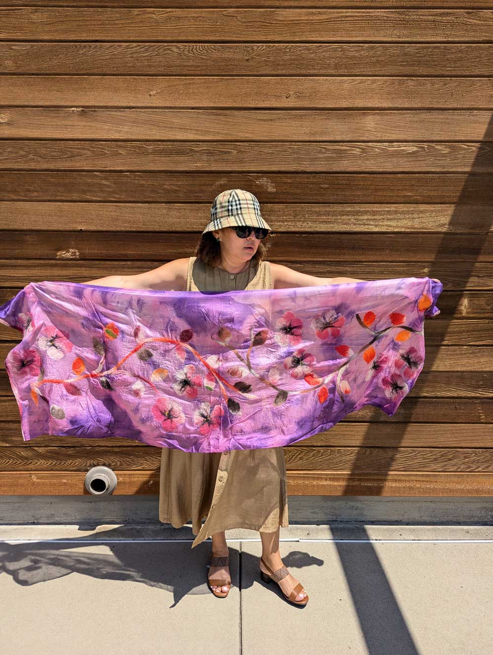 Spring Breeze Margilan Silk and Felt Handcrafted Scarf