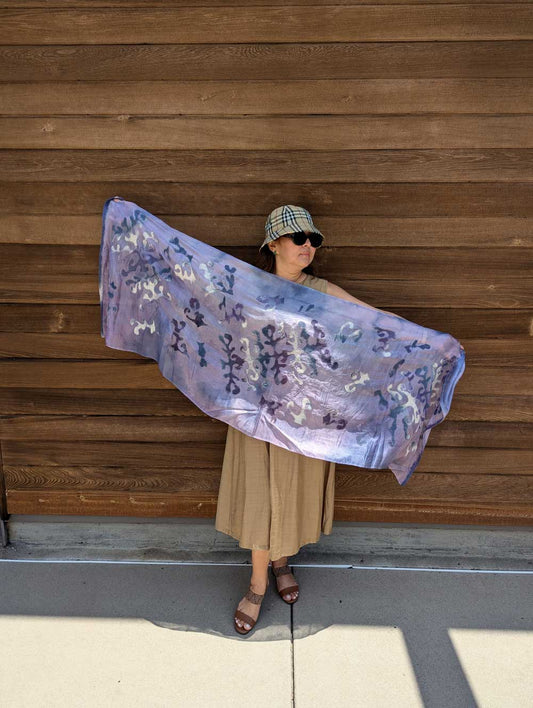 Twilight Serenade Silk Scarf Margilan Silk Handcrafted Scarf