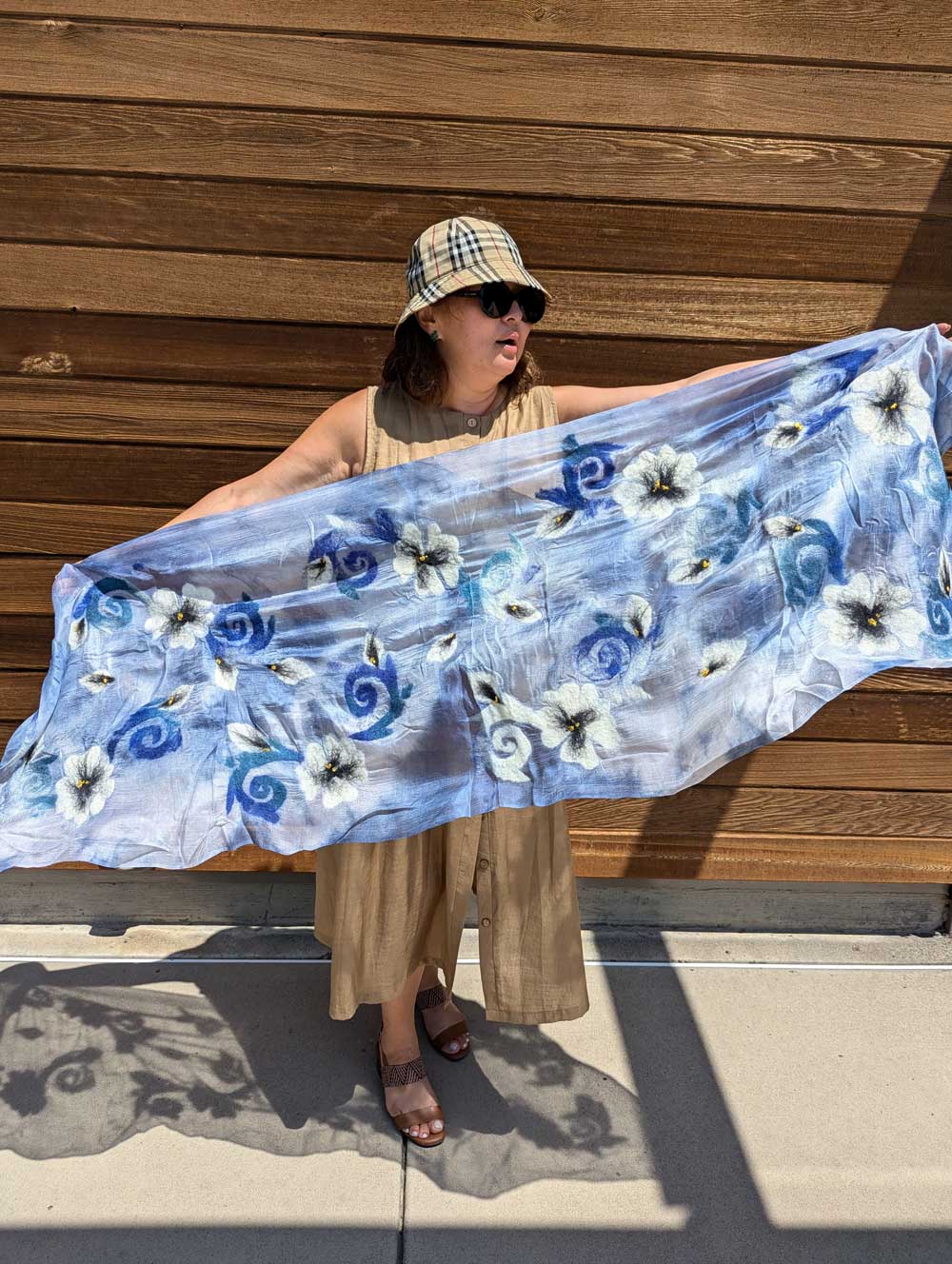 Whirling Petals Silk and Felt Handcrafted Scarf