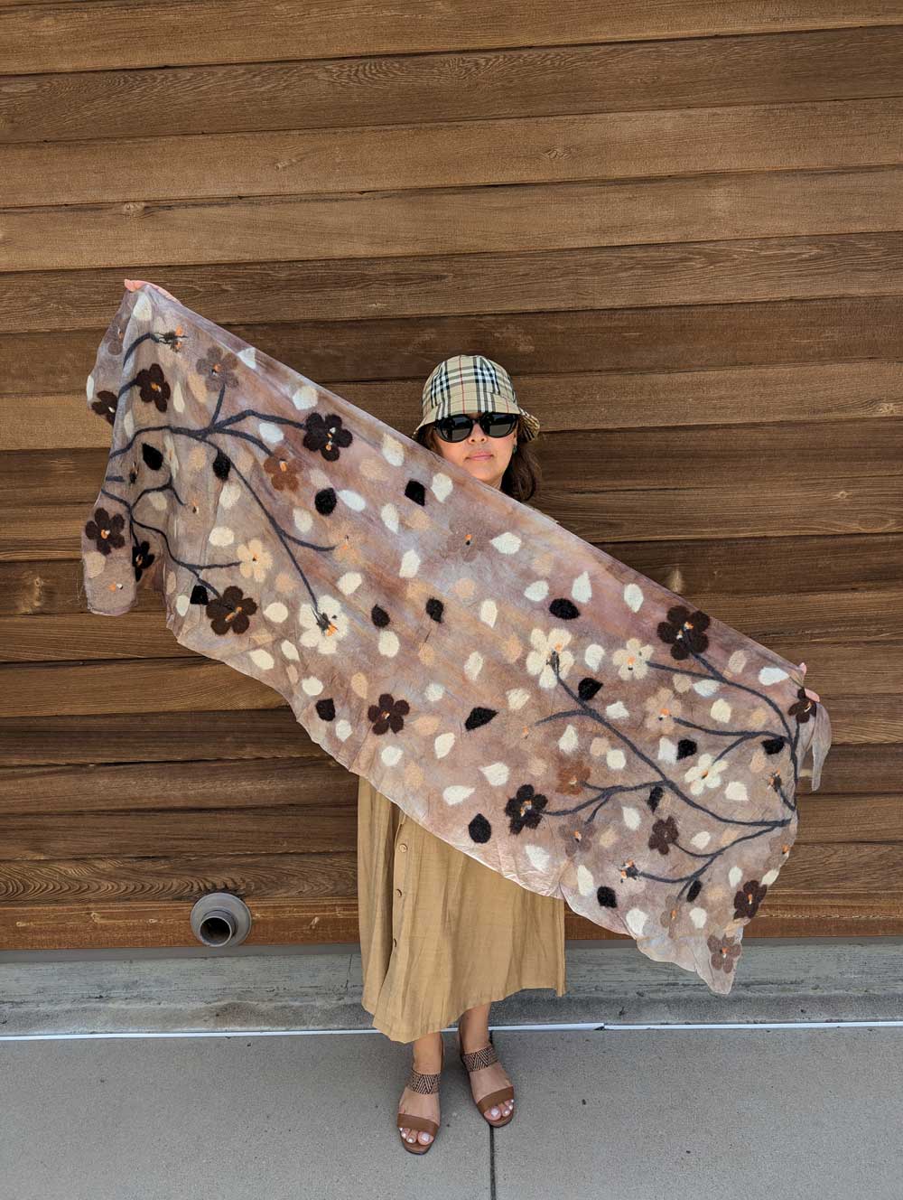 Wind's Caress Margilan Silk and Felt Handcrafted Scarf