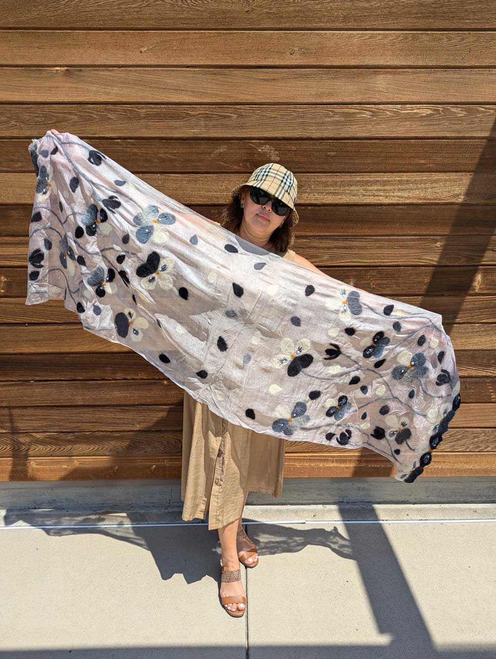 Wind's Caress Margilan Silk and Felt Handcrafted Scarf