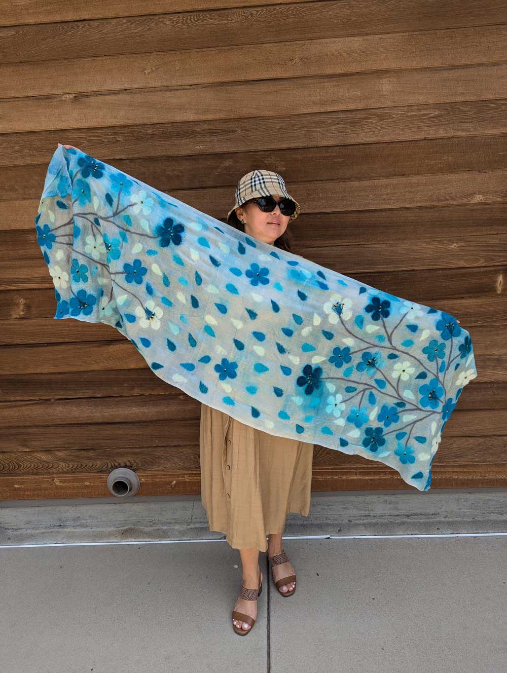 Wind's Caress Margilan Silk and Felt Handcrafted Scarf