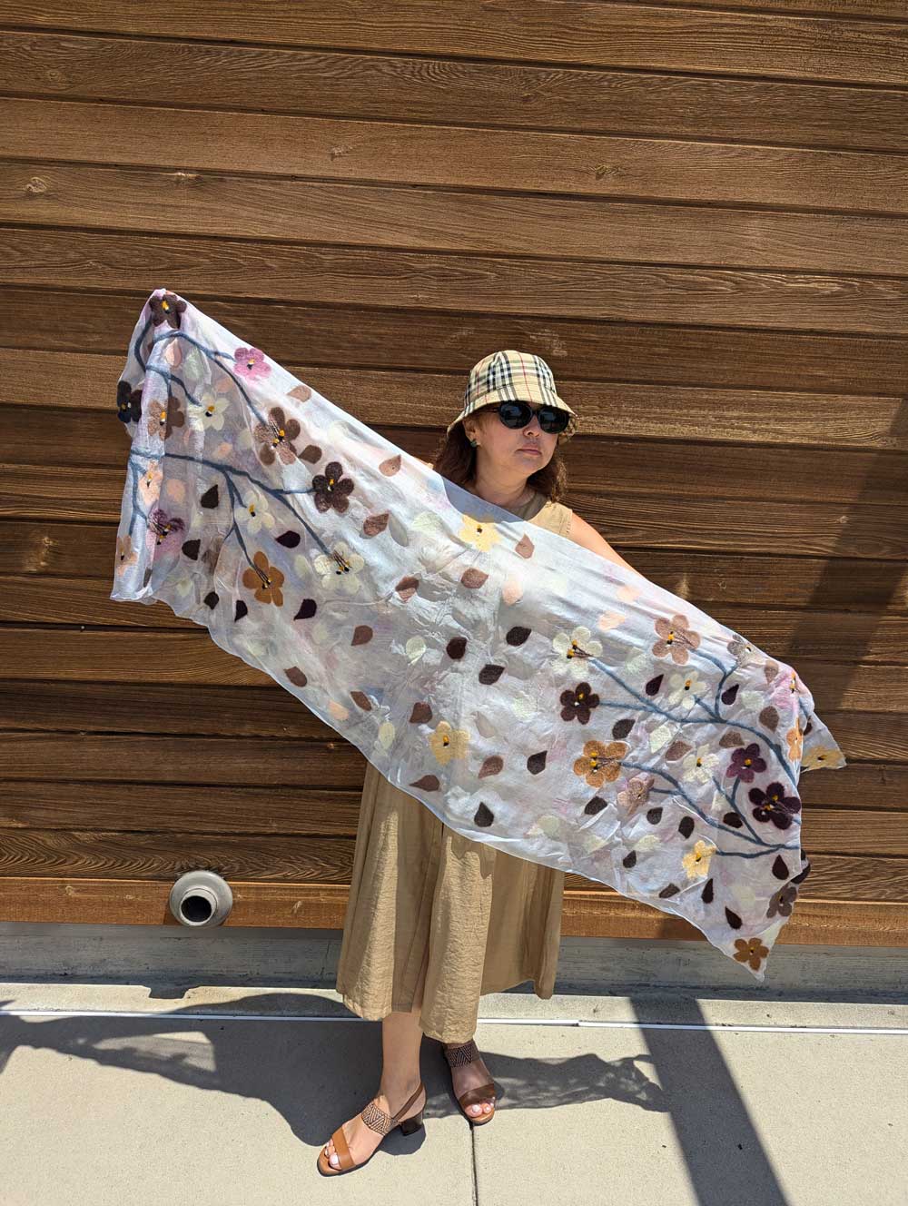 Wind's Caress Margilan Silk and Felt Handcrafted Scarf