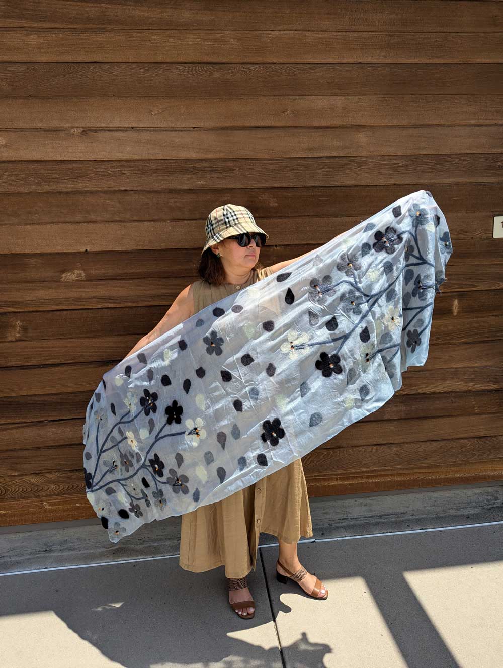 Wind's Caress Margilan Silk and Felt Handcrafted Scarf