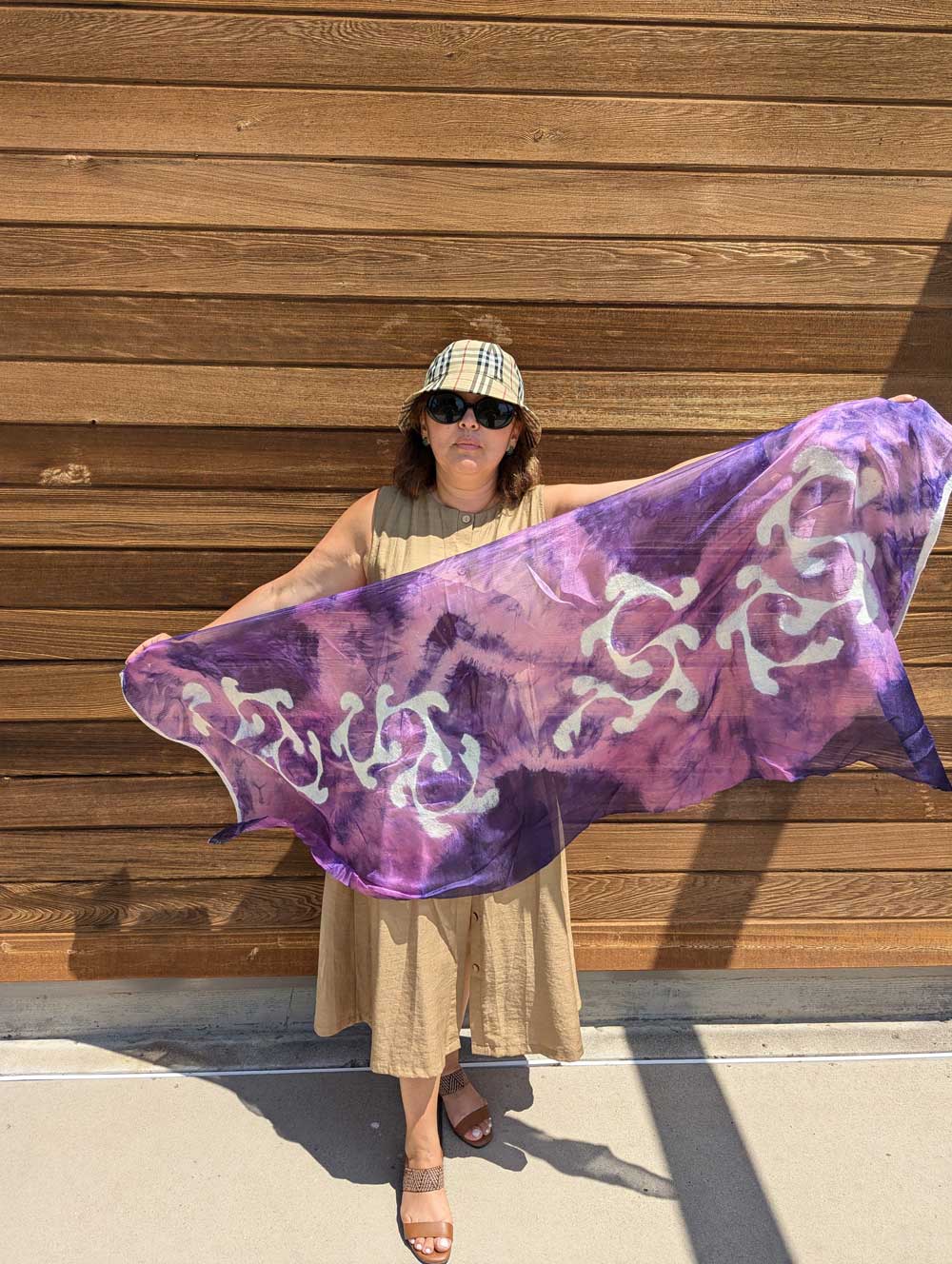 Winter Waves Margilan Silk and Felt Handcrafted Scarf