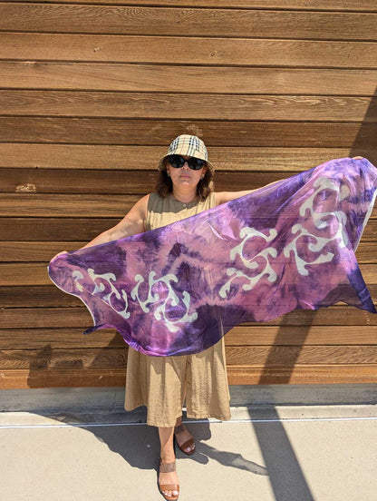 Winter Waves Margilan Silk and Felt Handcrafted Scarf